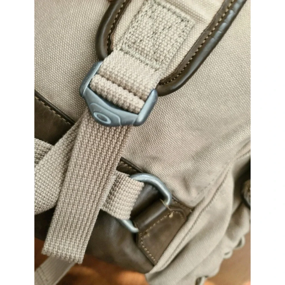 OAKLEY x2 Set Khaki Flight Canvas Leather Rucksack Back Pack & Large Duffel Bag